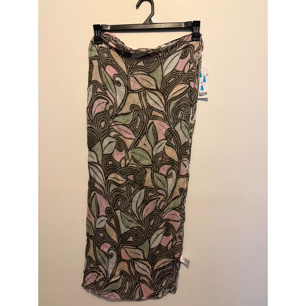 Time and Tru Printed Pareo Swirling Paisley Sage Dust One Size NWT